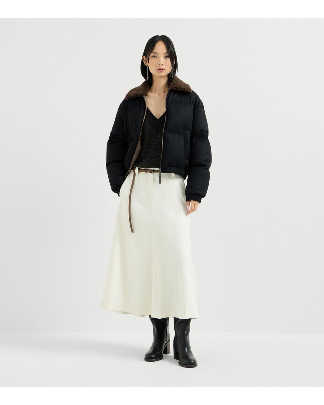 Brunello Cucinelli Black Embellished V-Neck Sweater