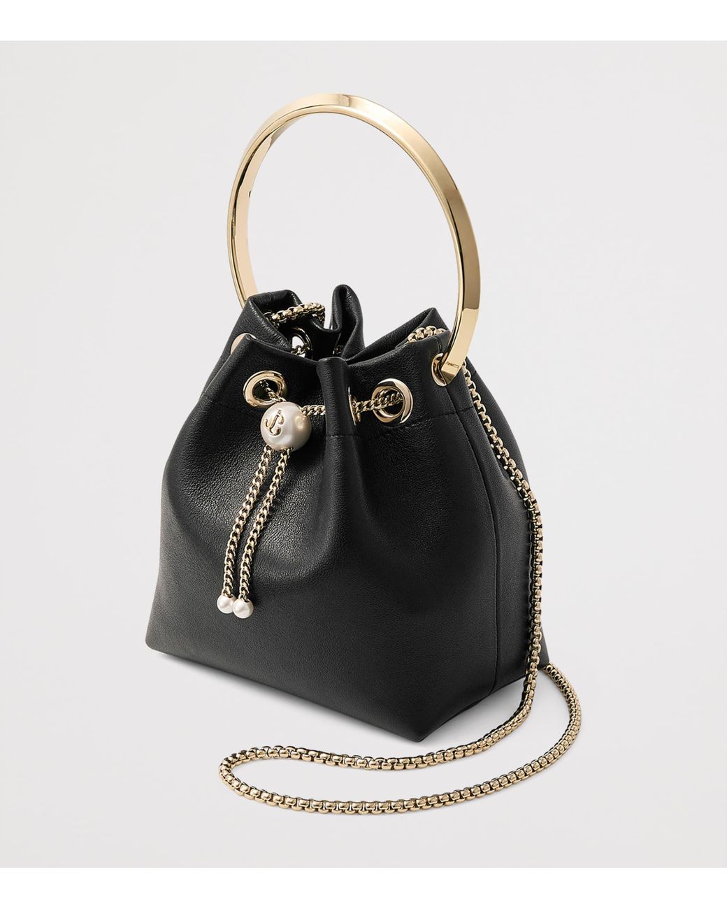Jimmy Choo Black Leather Bon Bon Top-Handle Bag