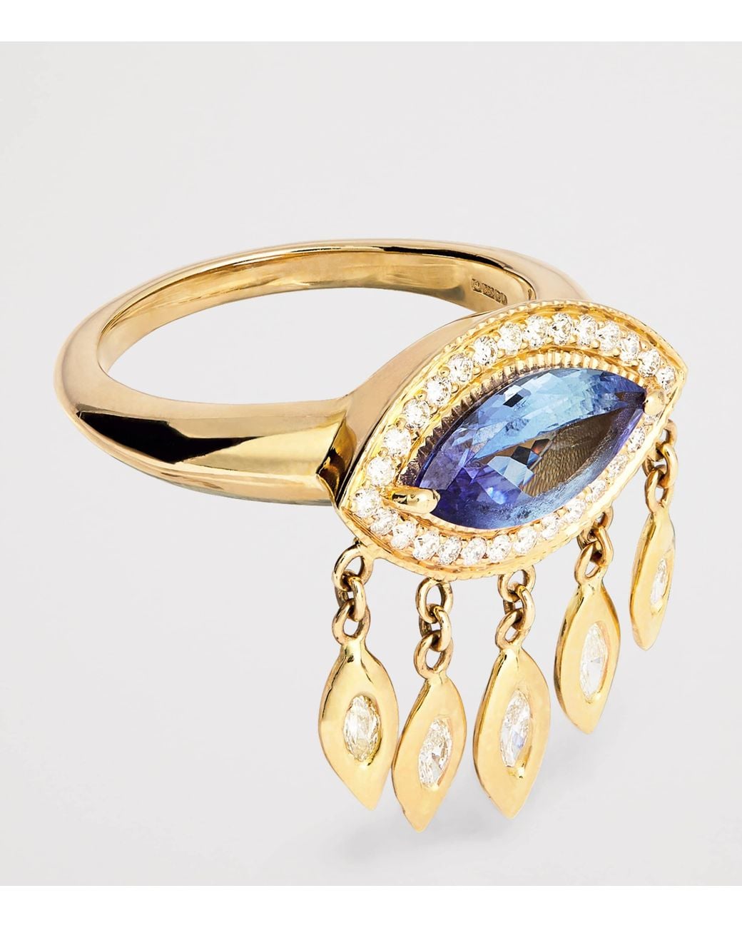 Jacquie Aiche Metallic Diamond And Tanzanite Evil Eye Shaker Ring