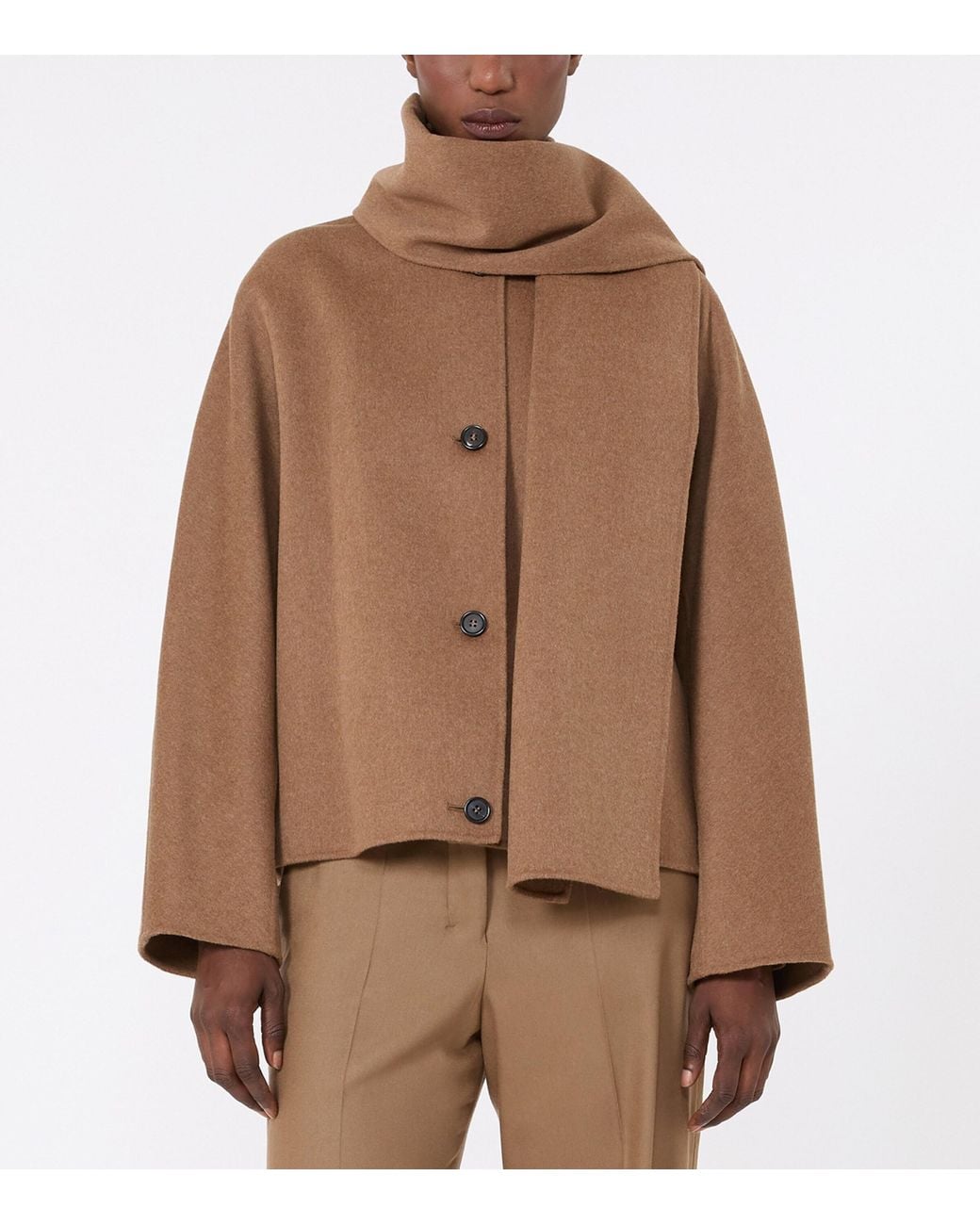 Max Mara Brown Virgin Wool Scarf-Neck Jacket