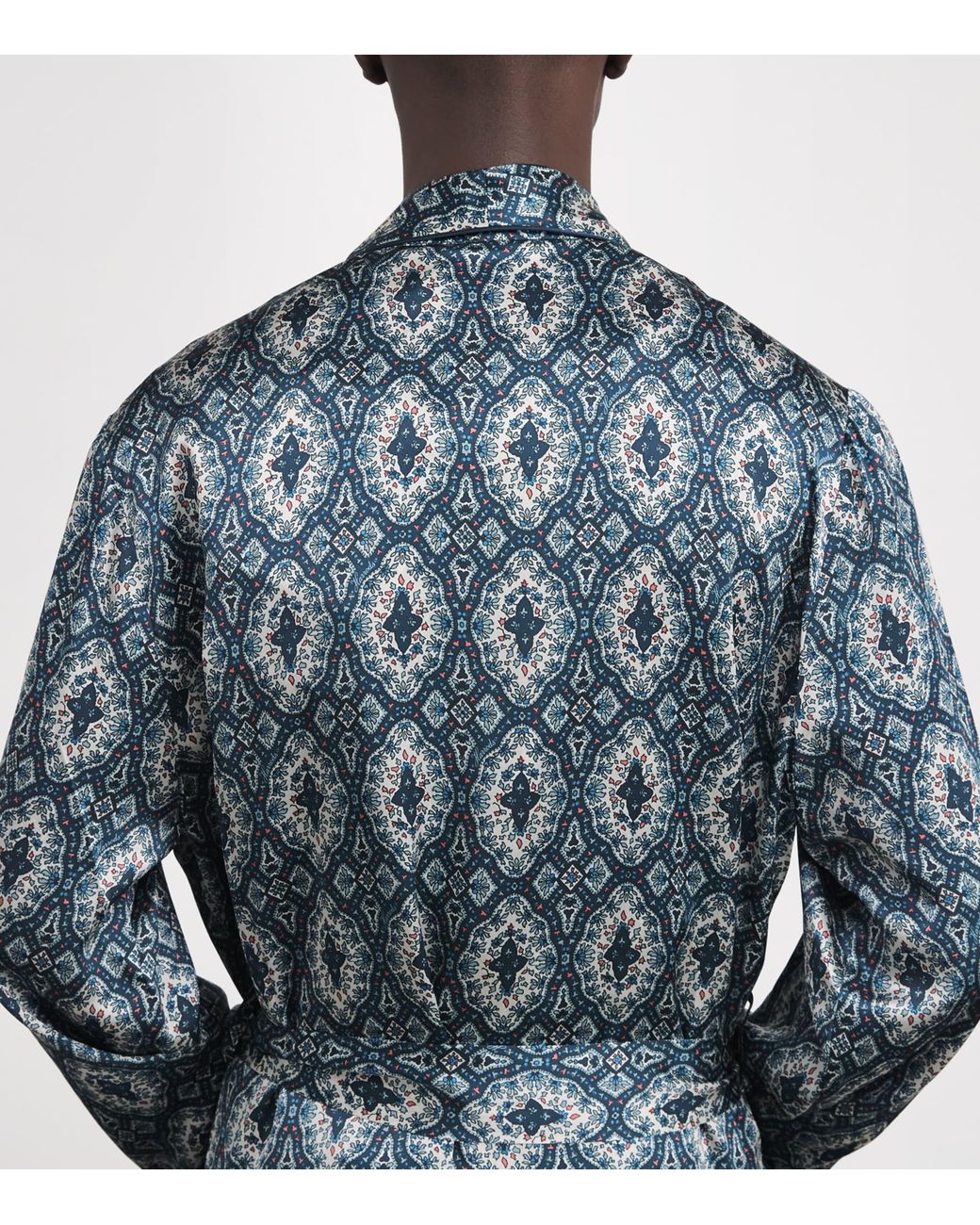 Harrods Blue Silk Tile Print Night Robe for men