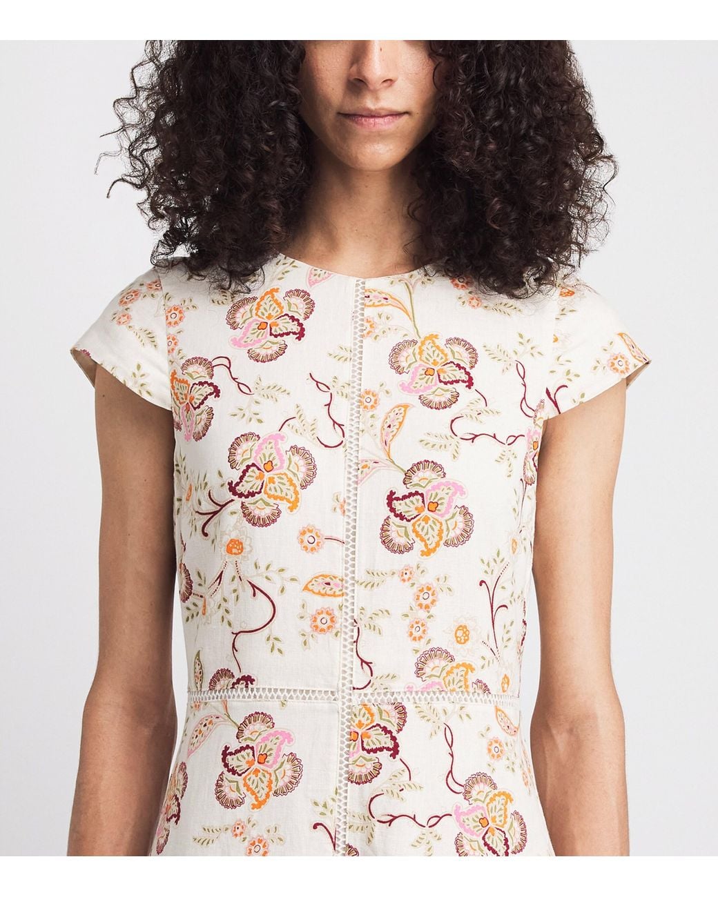 ME+EM Natural Creaseless Linen-Blend Midi Dress