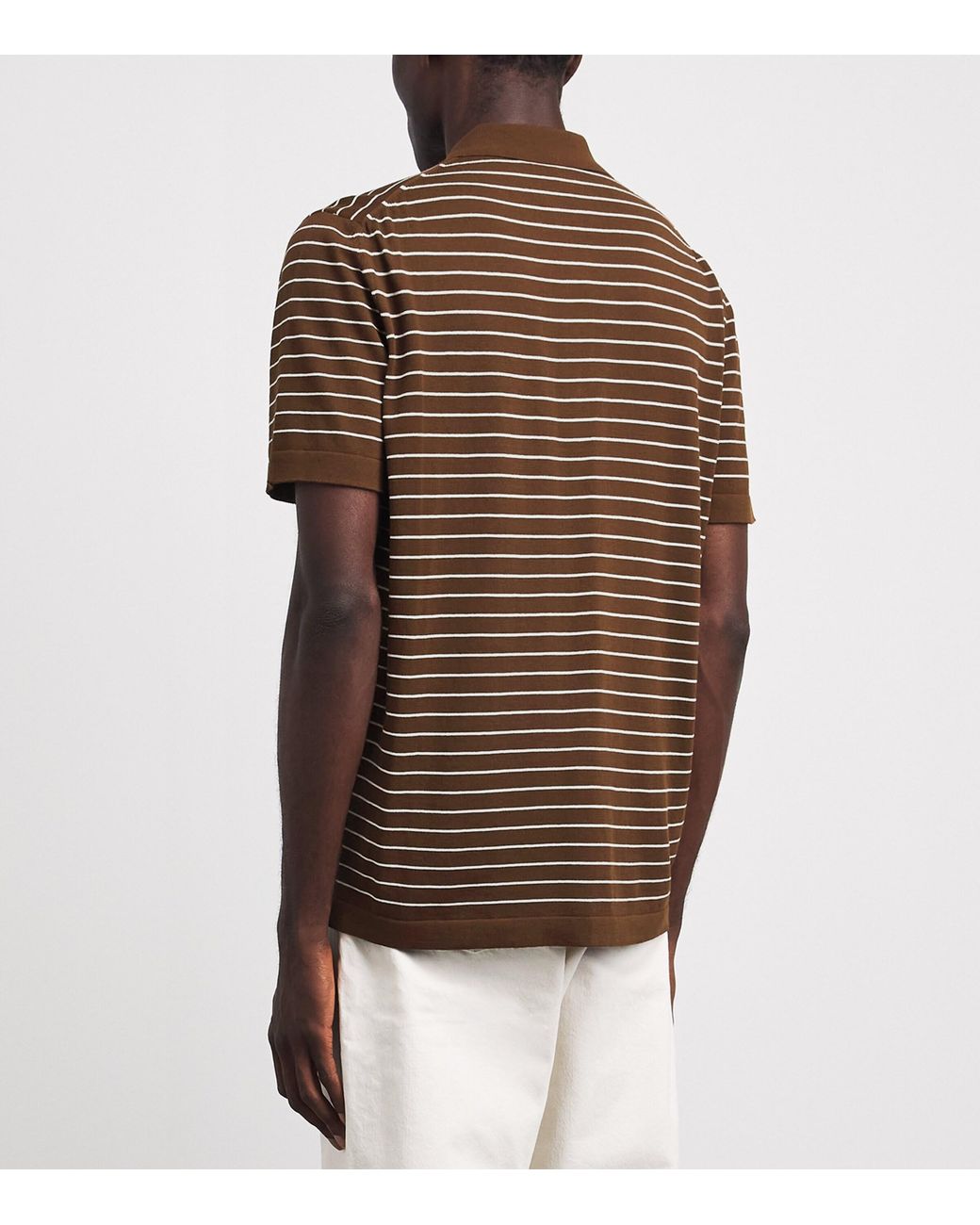 A.P.C. Brown Cotton Stripe Tristan Polo Shirt for men