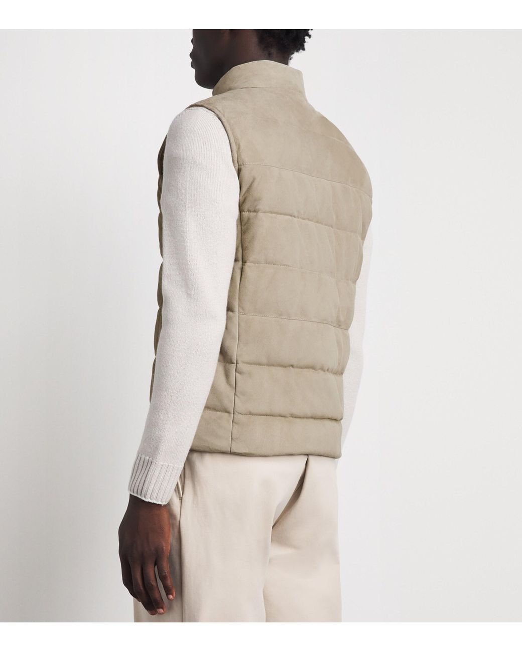 Eleventy Brown Down Suede Reversible Gilet for men