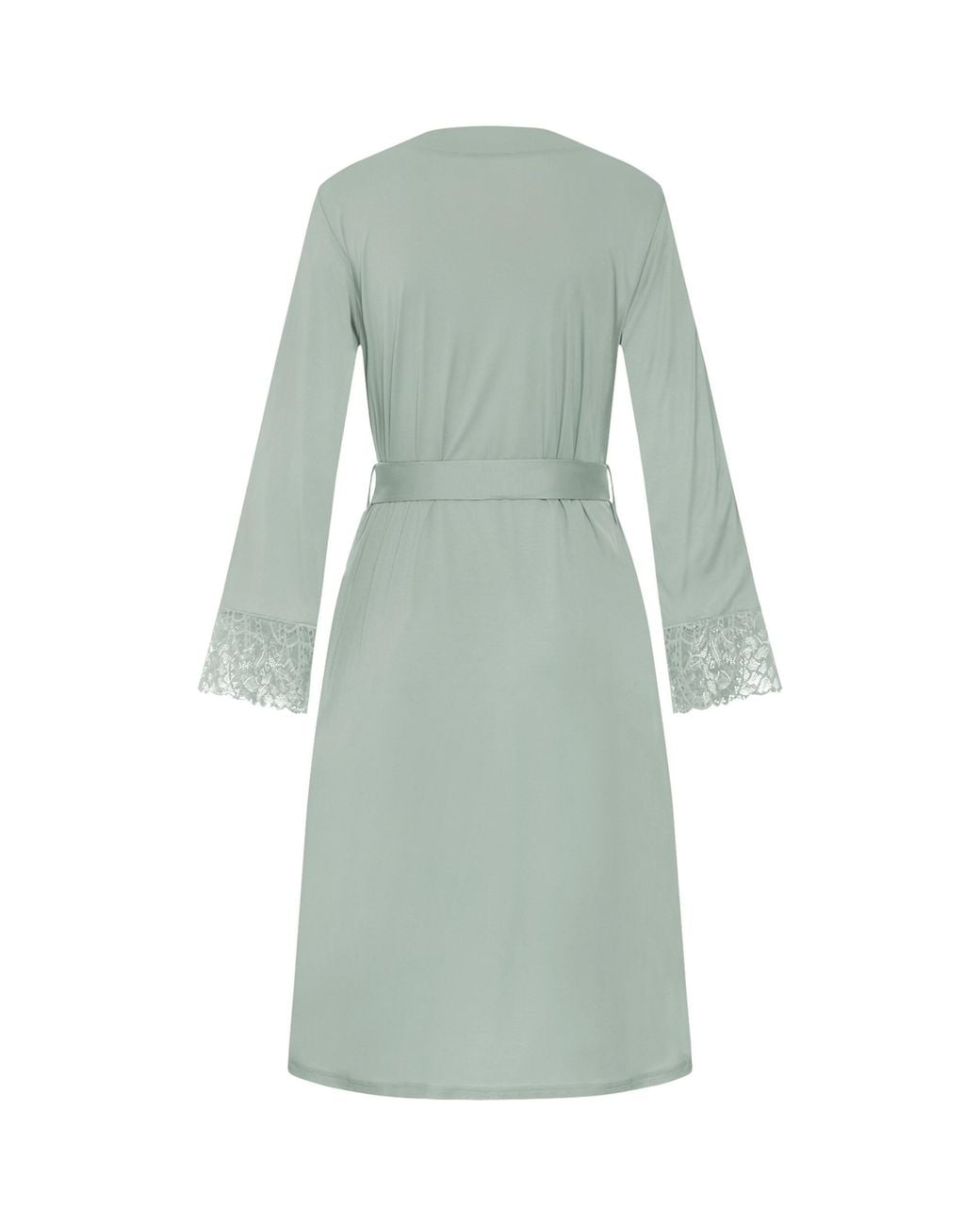 Hanro Gray Modal Lace-Trim Robe