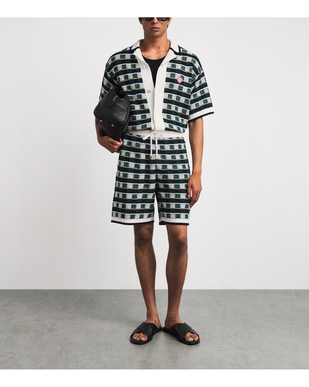 Casablanca Green Cotton Crochet Mosaic Shirt for men
