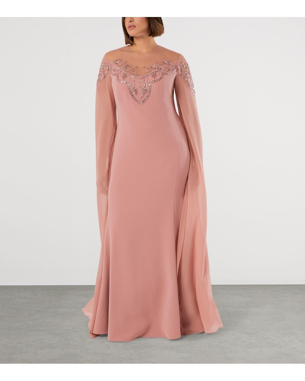Marina Rinaldi Pink Silk Embroidered Maxi Dress