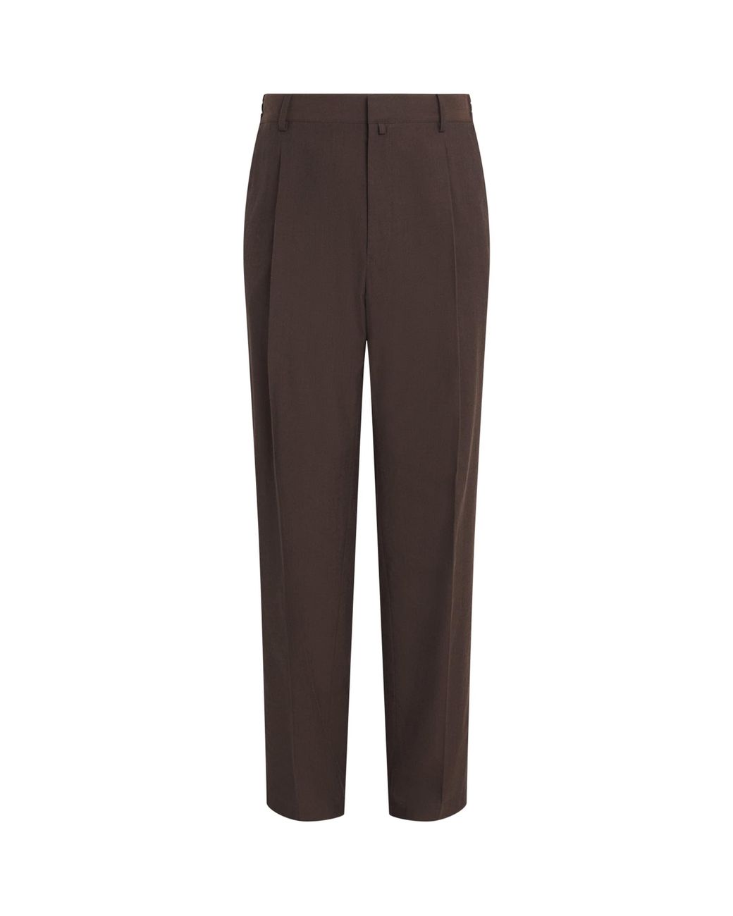 MM6 by Maison Margiela Brown Virgin Wool-Cotton Pleated Trousers for men
