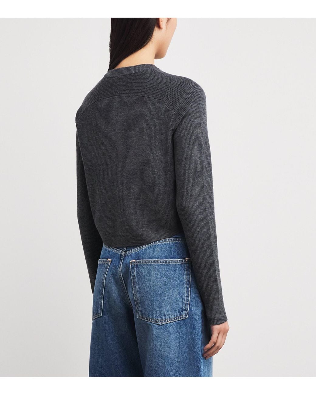 Maje Black Wool Rib-Knit Cardigan