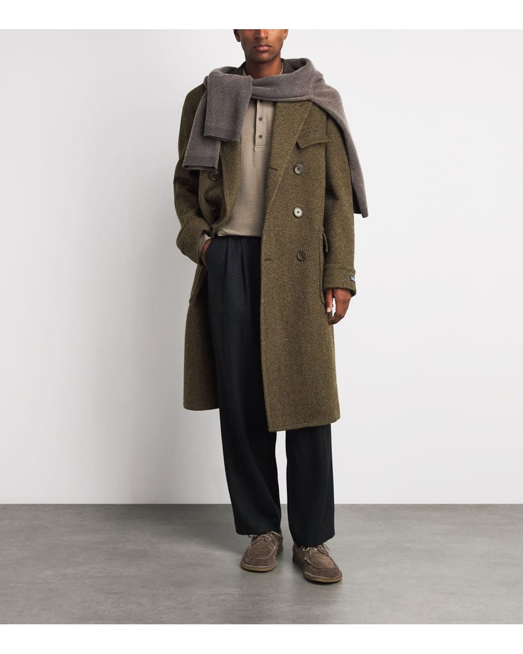 Polo Ralph Lauren Green Wool Tweed Polo Coat for men