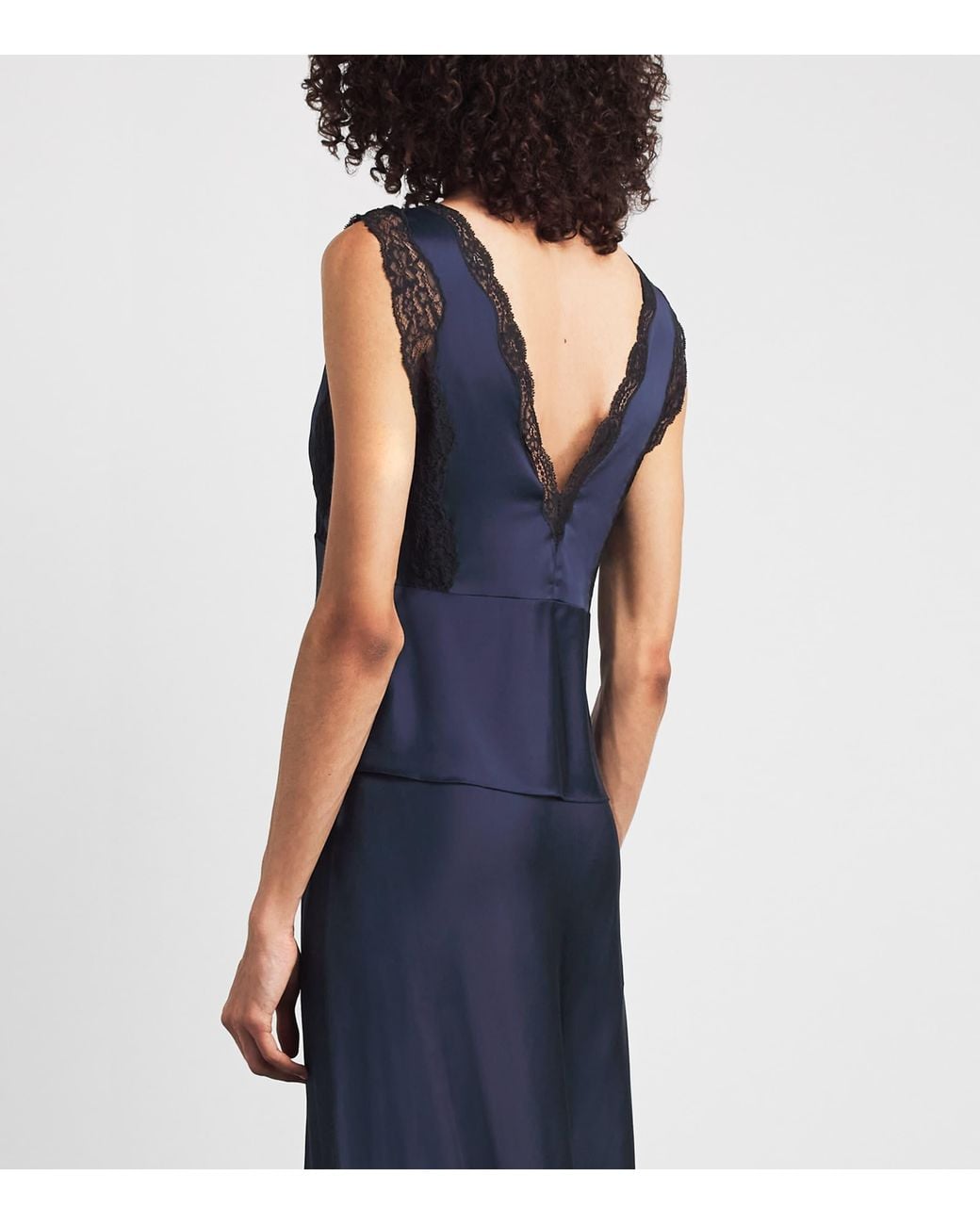 PAIGE Blue Satin Marin Top