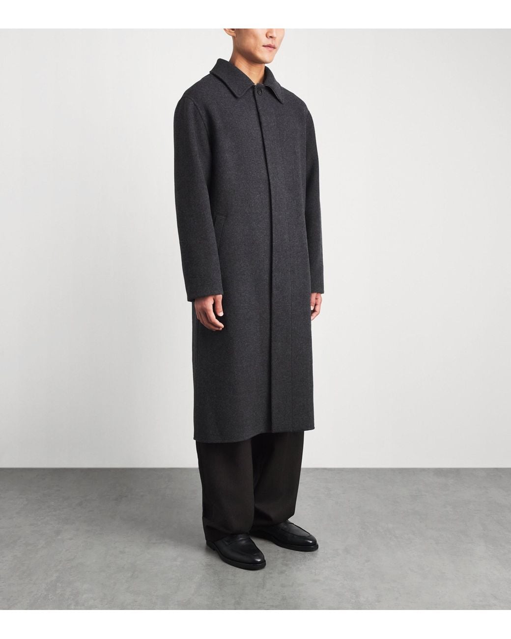 Yves Salomon Black Virgin Wool Check-Lined Overcoat for men