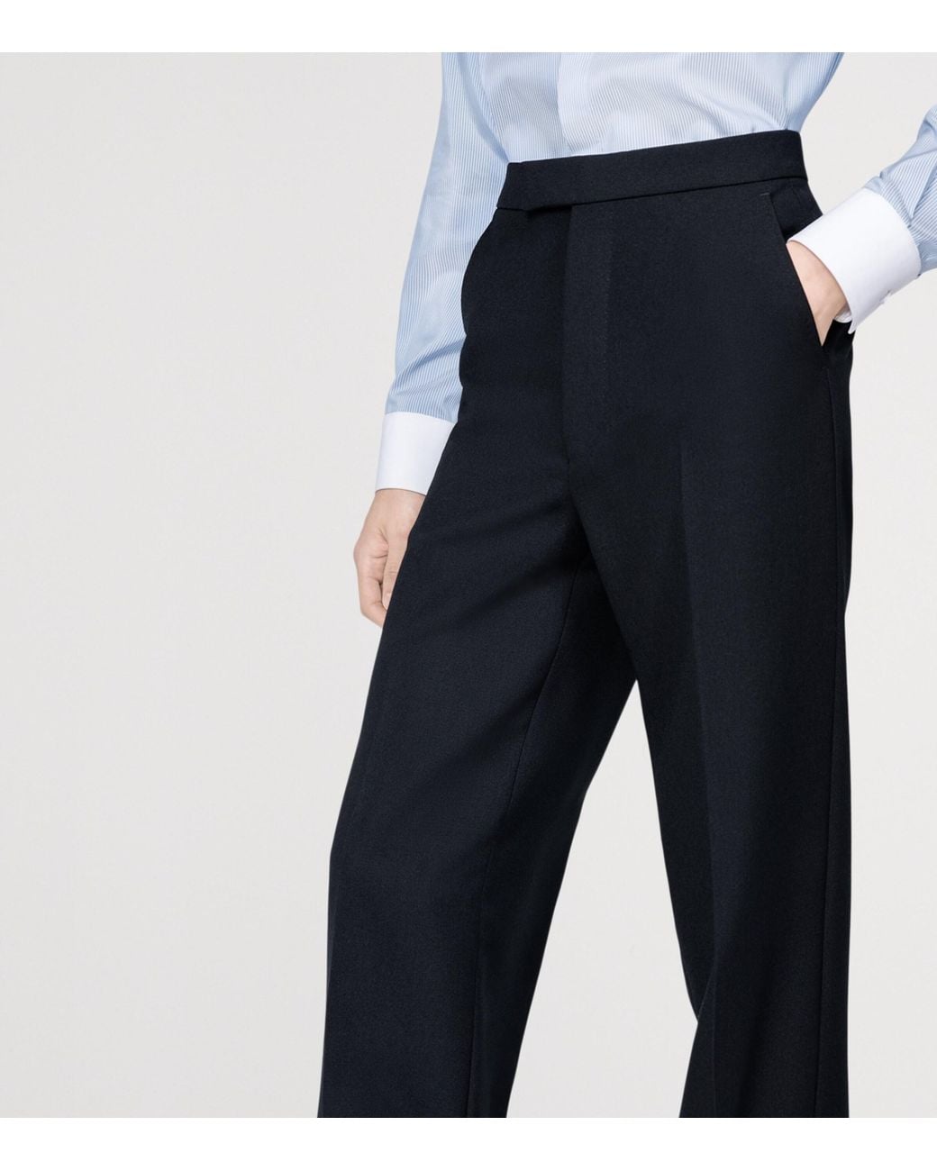 Tom Ford Blue Virgin Wool Colbert Wide-Leg Trousers for men