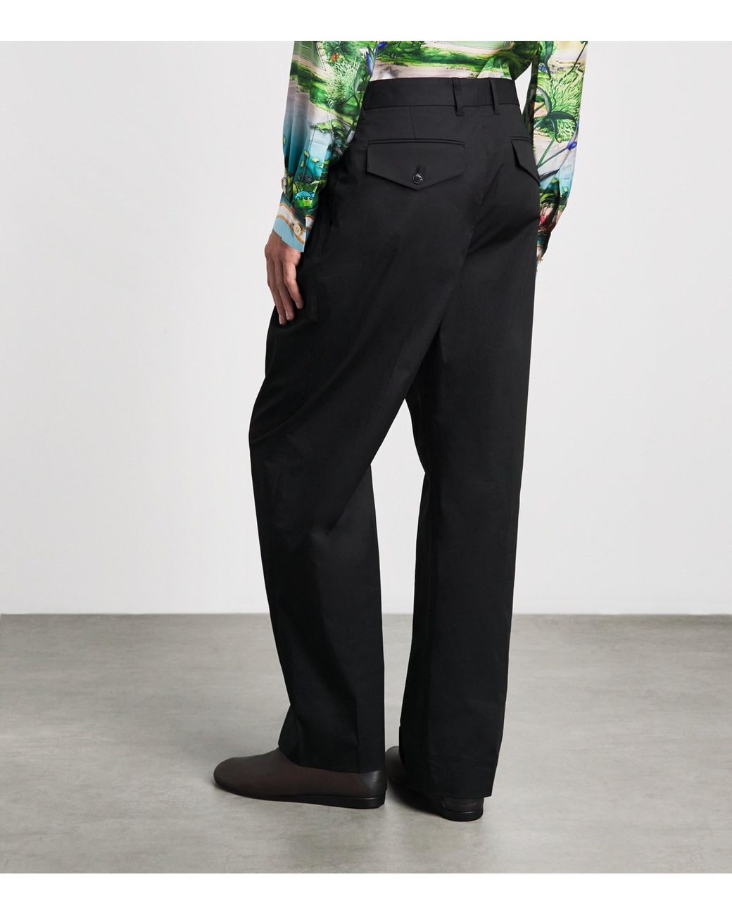 Casablanca Black Pleated Straight Trousers for men