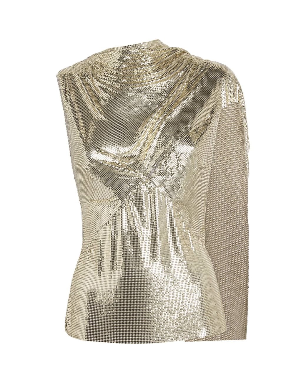 Rabanne Metallic Chainmail Draped Blouse
