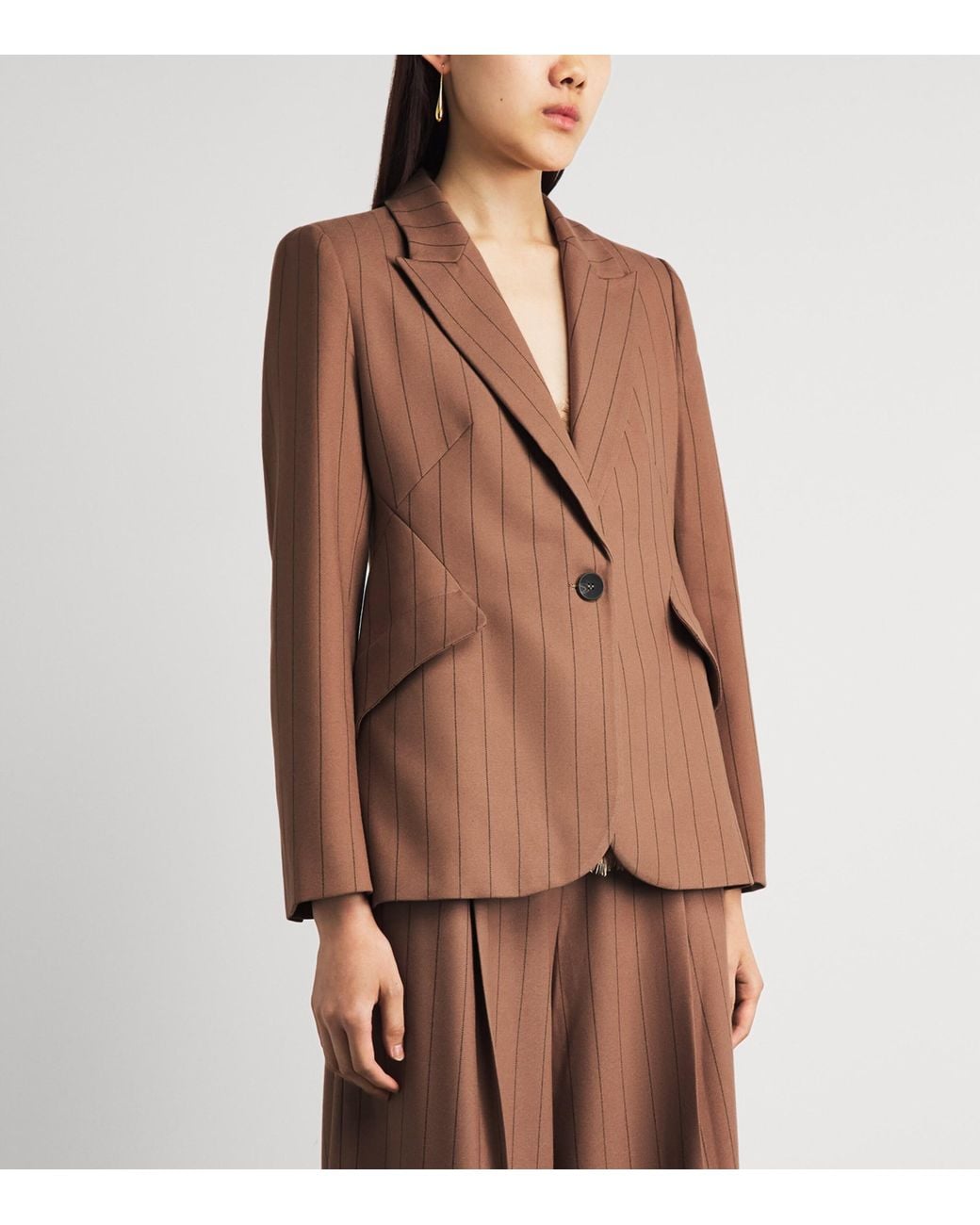 L'Agence Brown Pinstripe Chamberlain Blazer