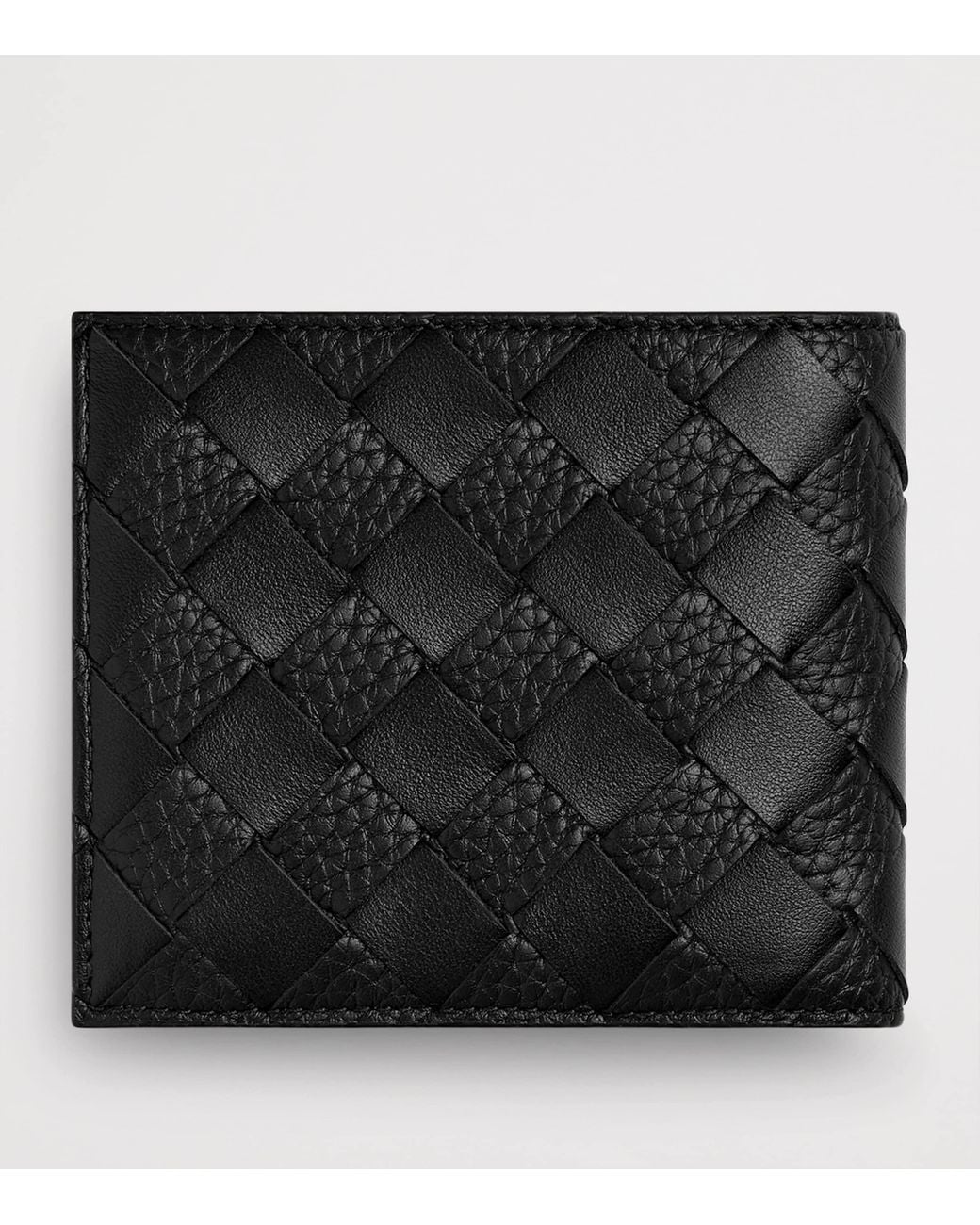 Bottega Veneta Black Leather Intrecciato Bifold Wallet for men