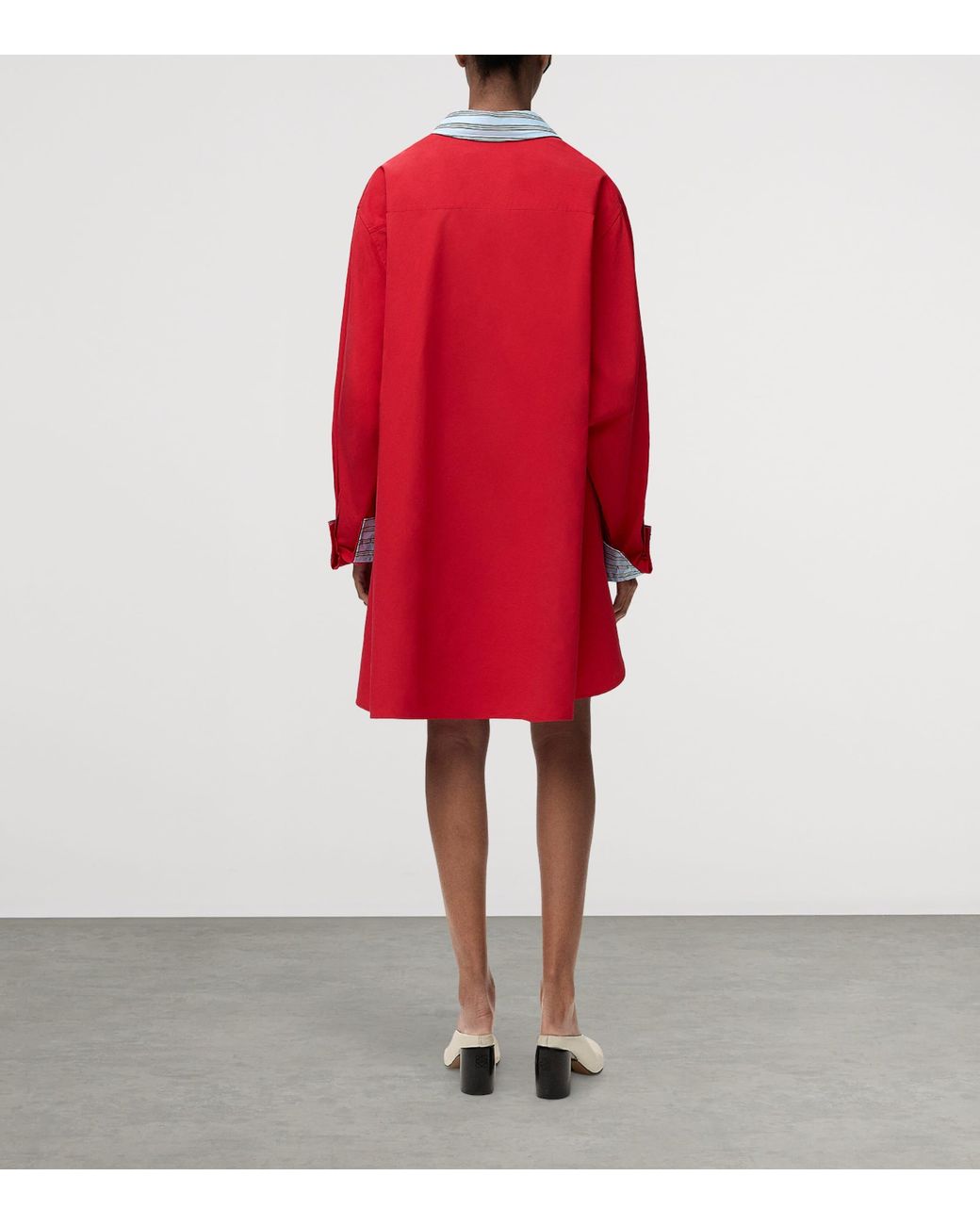 Loewe Red Stretch-Cotton Midi Shirt Dress