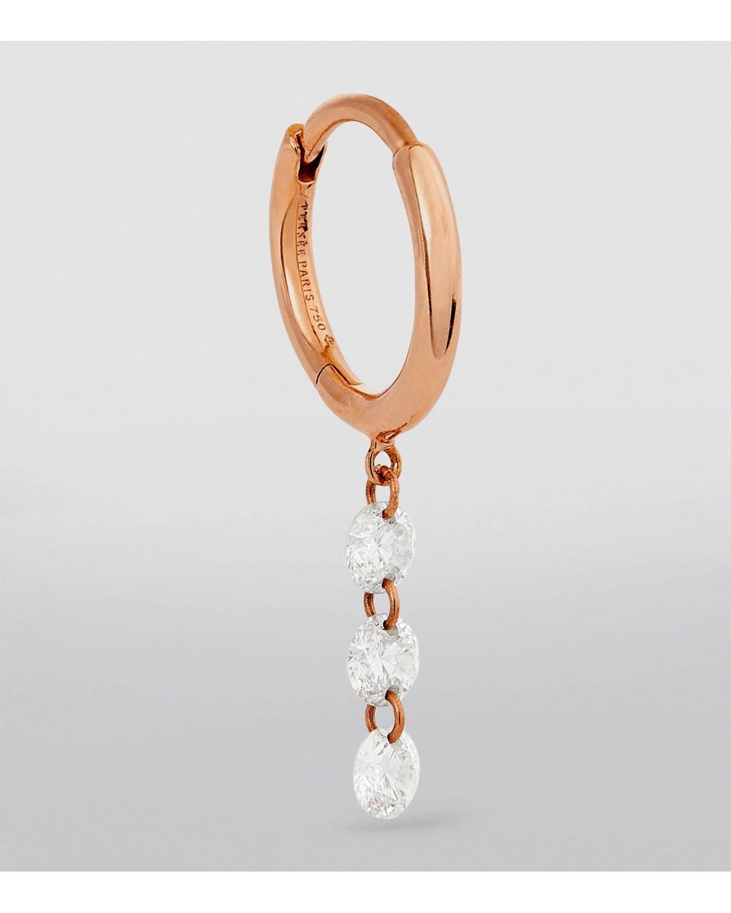 PERSÉE White And Diamond 3-Stone Single Hoop Earring