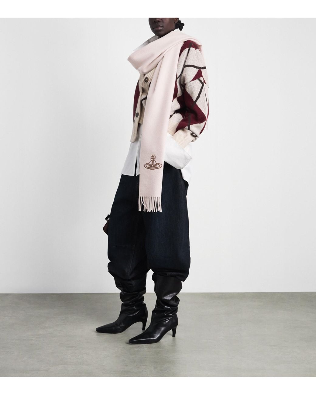 Vivienne Westwood Pink Wool Orb Scarf