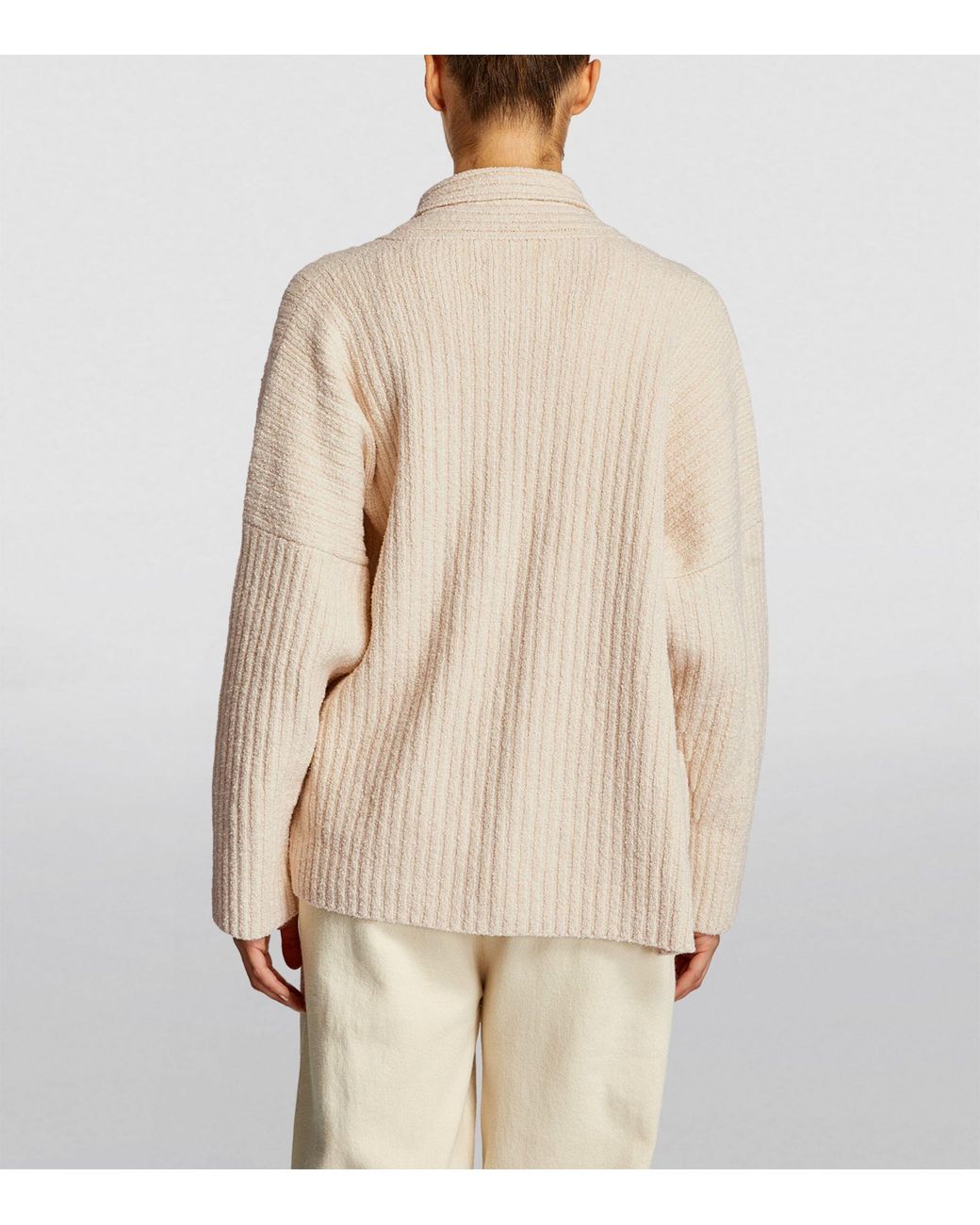 Lauren Manoogian Pima Cotton-blend Ribbed Cardigan in Natural | Lyst