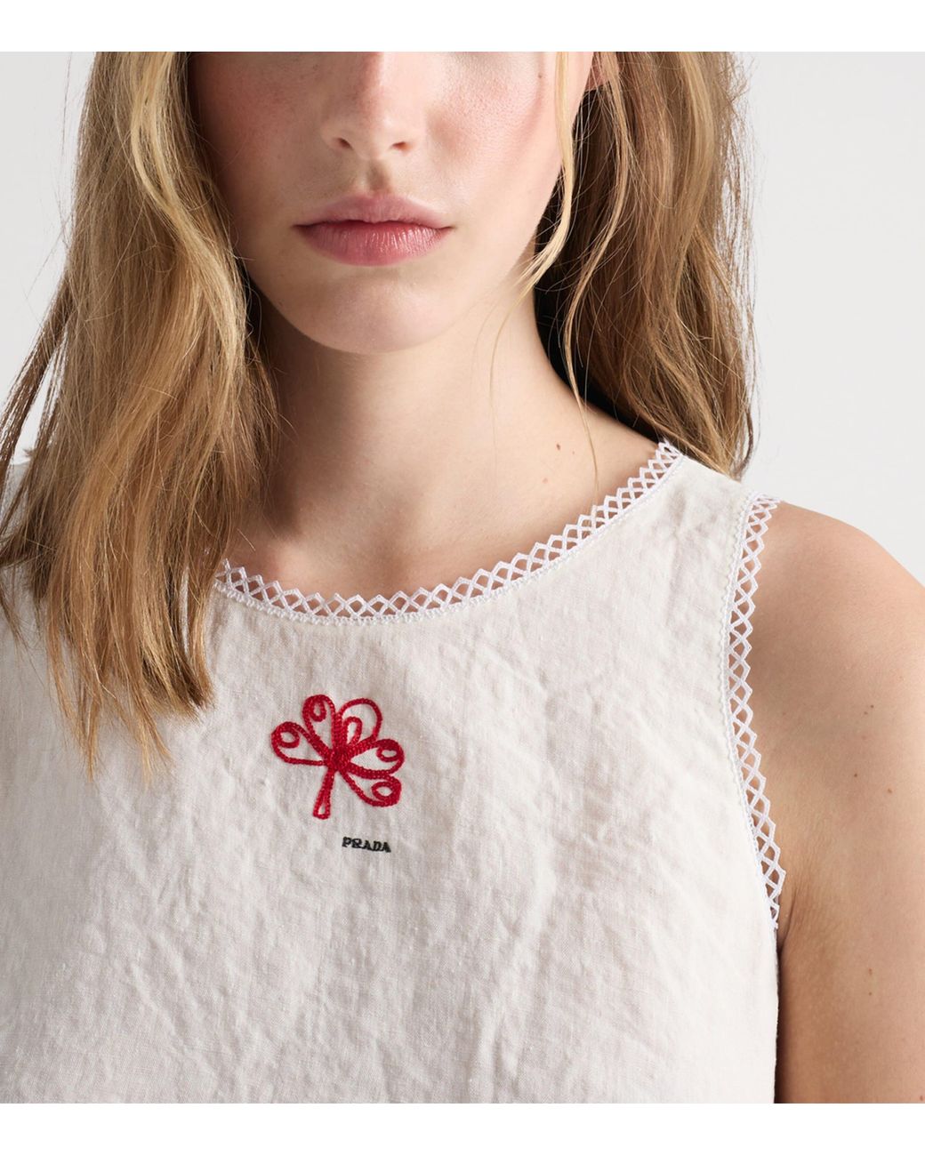 Prada White Linen Canvas Mini Dress