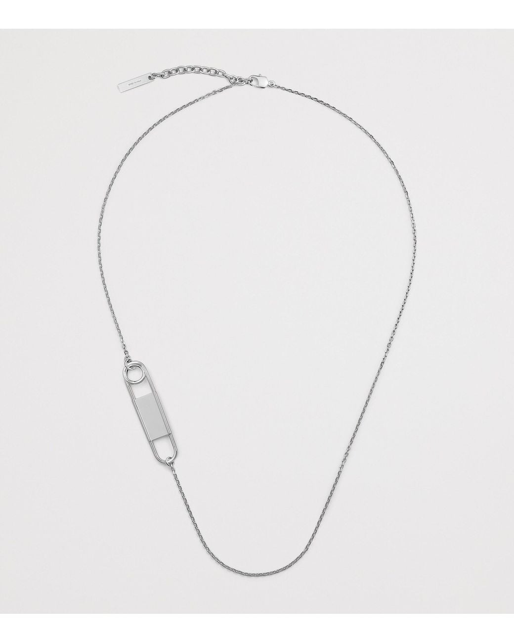 Givenchy White Brass Safety Pin Necklace for men