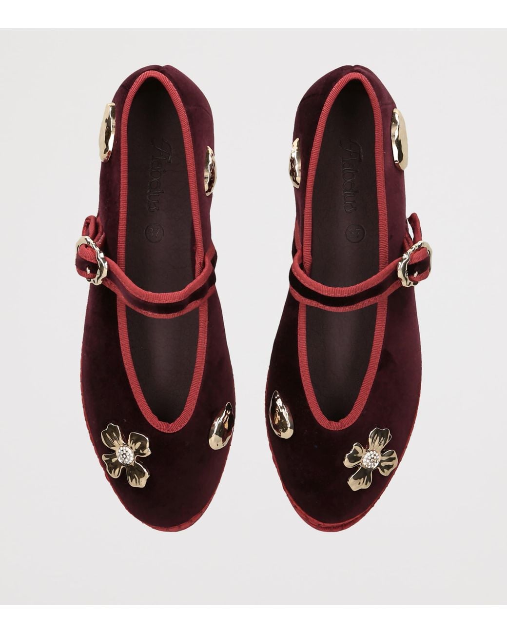 Flabelus Red Velvet Mae Pierre Mary Jane Flats