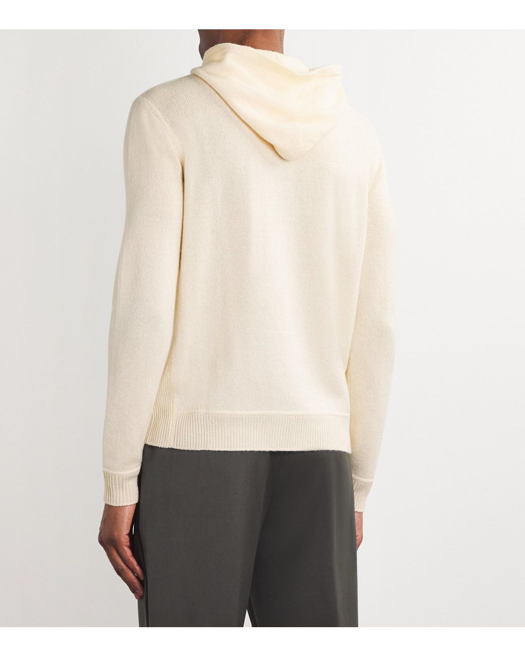 Isaia White Cashmere Hoodie for men