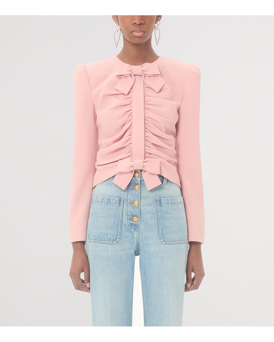 Valentino Pink Virgin Wool Bow Jacket