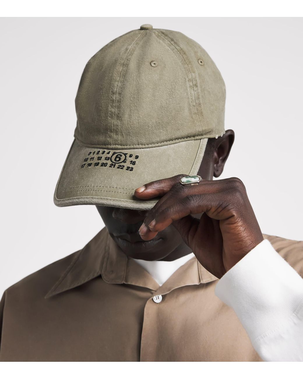 MM6 by Maison Margiela Gray Cotton Logo Baseball Cap for men