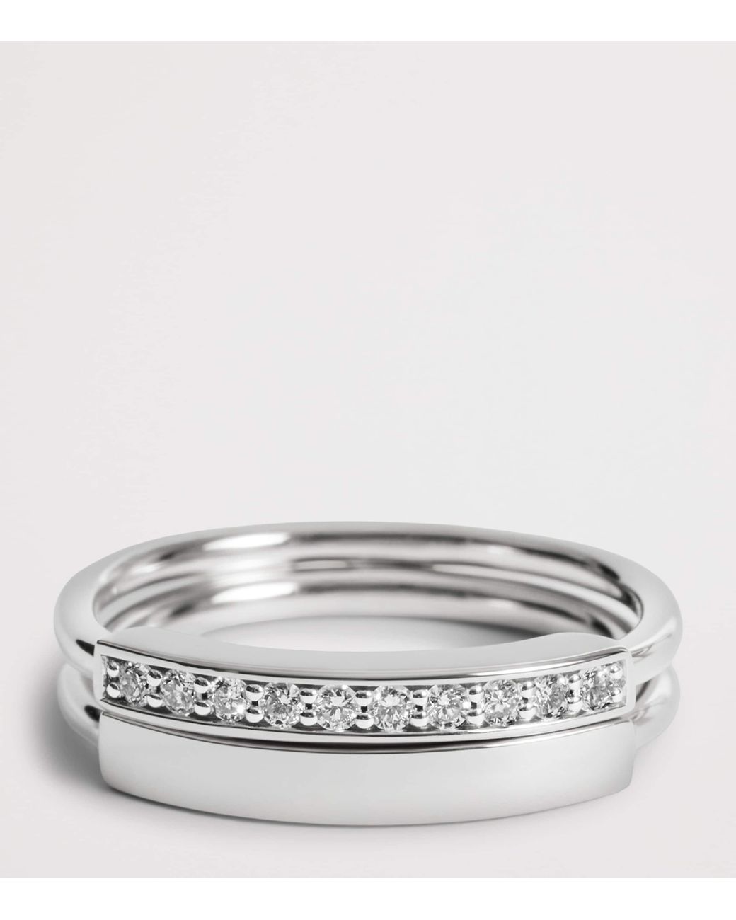 Monica Vinader Metallic Sterling And Diamond Linear Stacking Ring