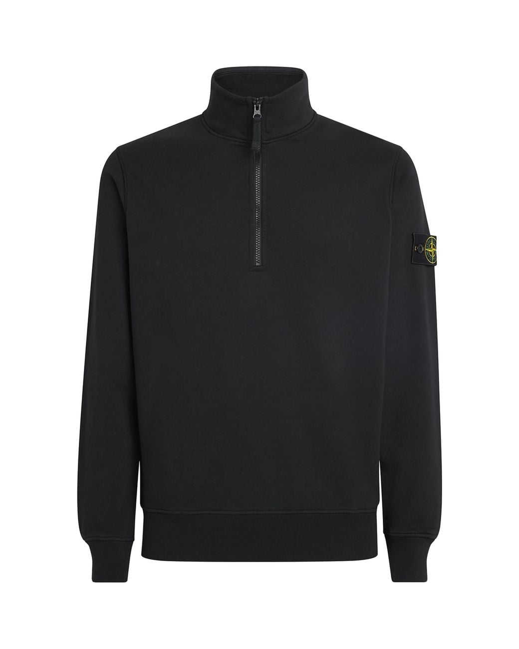 Stone Island Black Cotton Half-Zip Sweatshirt for men