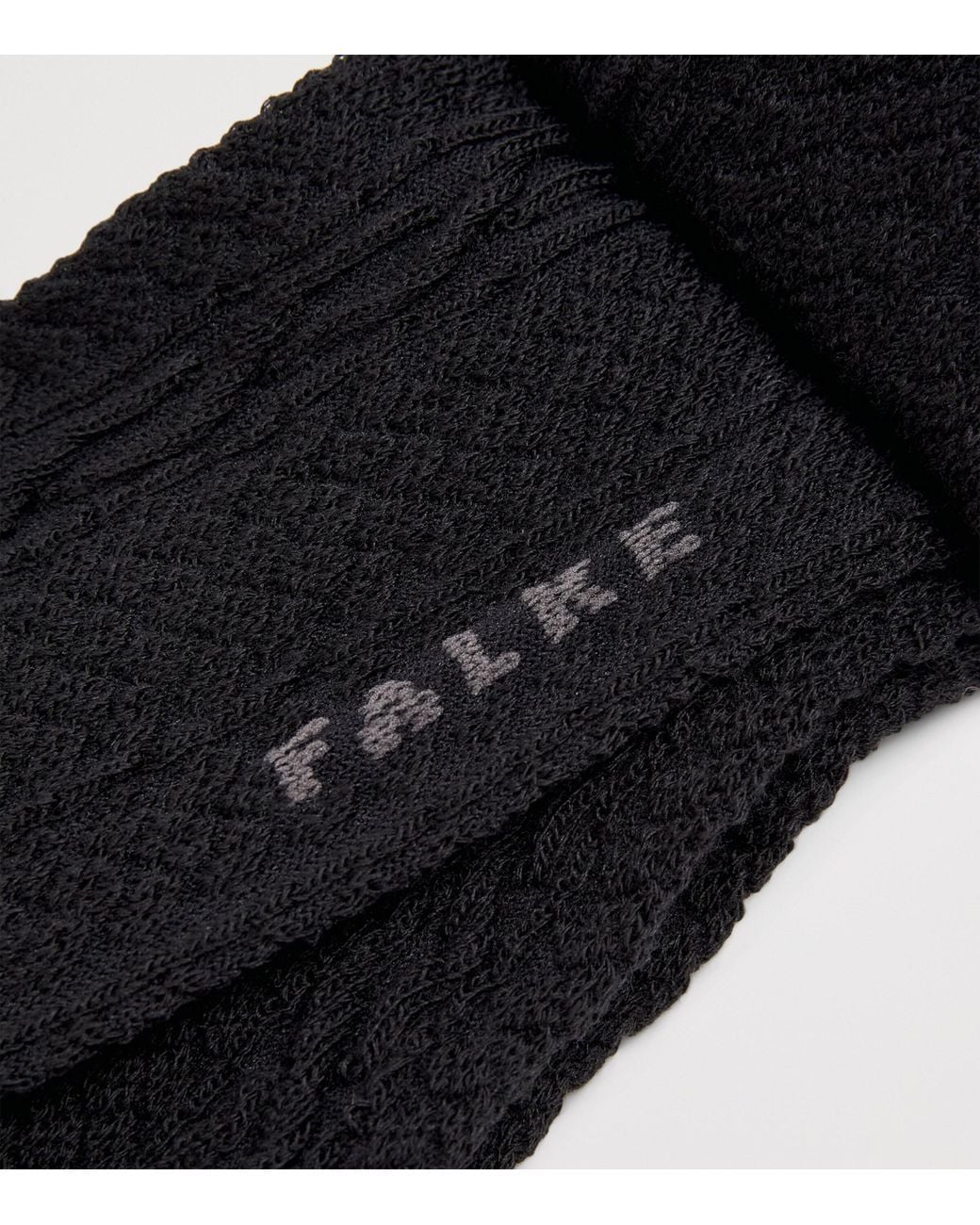 Falke Black Virgin Wool-Blend Declivity Ankle Socks