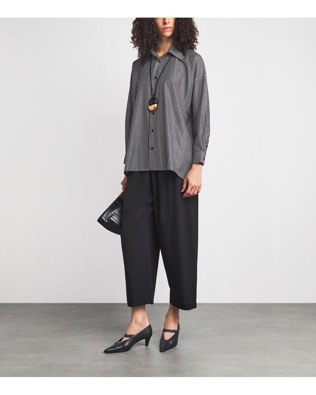 Eskandar Gray Wide Stripe A-Line Shirt