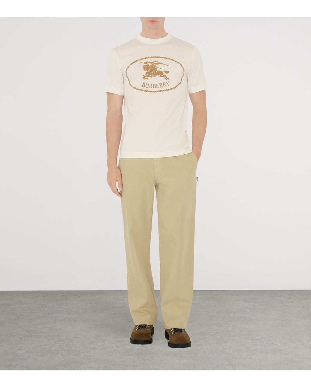 Burberry Natural Knight Stamp Cotton T-Shirt for men
