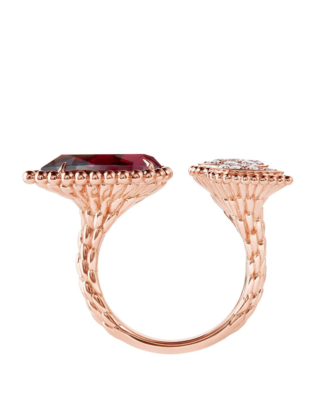 Boucheron Pink Rose, Diamond And Garnet Serpent Bohème Ring