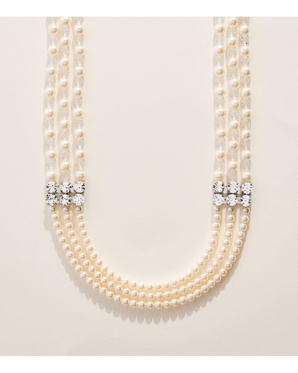 Alessandra Rich Natural Faux Pearl Layered Necklace