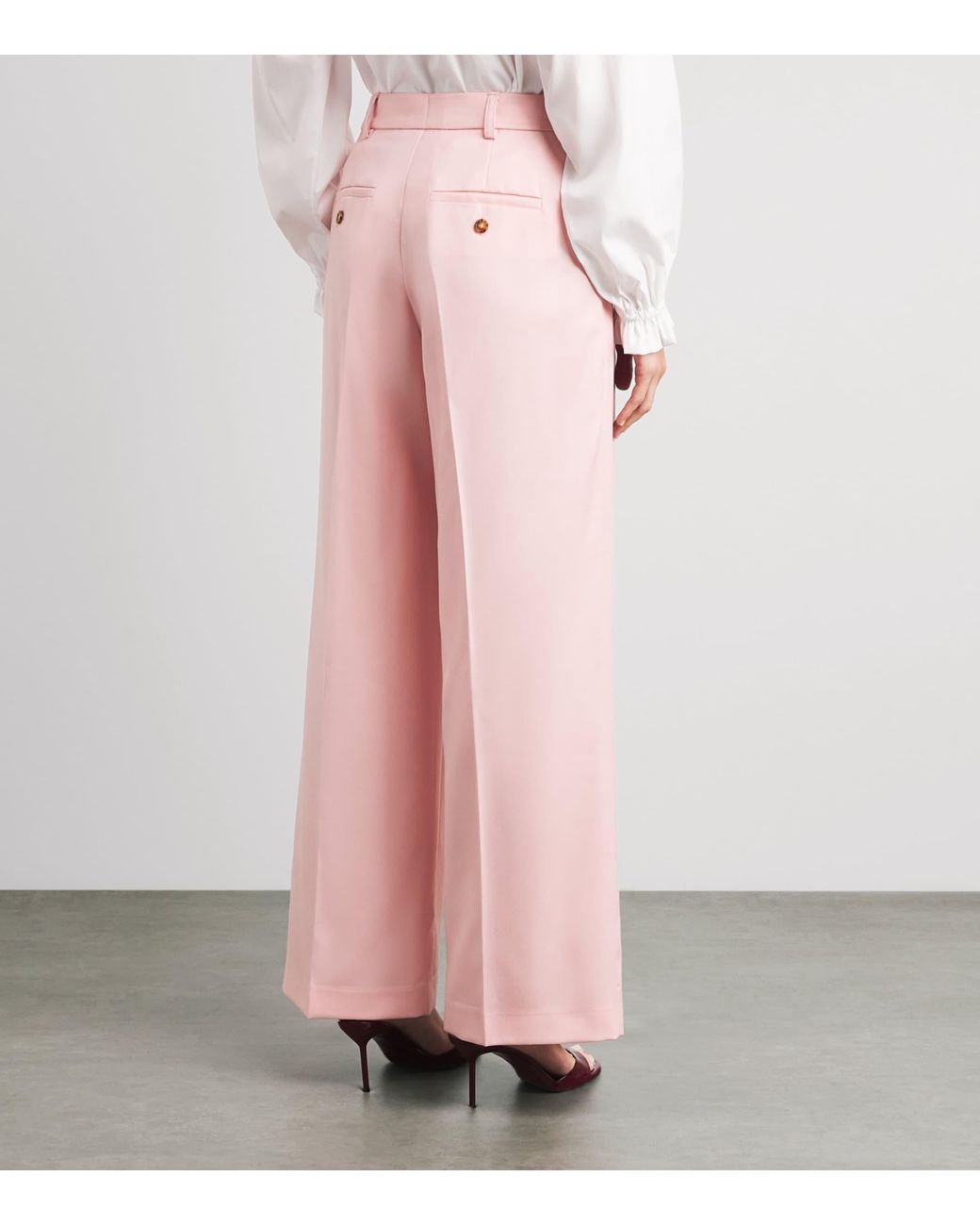 LaDoubleJ Pink Virgin Wool Straight Trousers