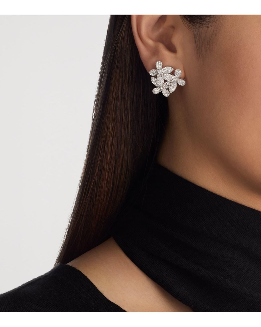 Graff White And Diamond Triple Butterfly Clip-On Earrings