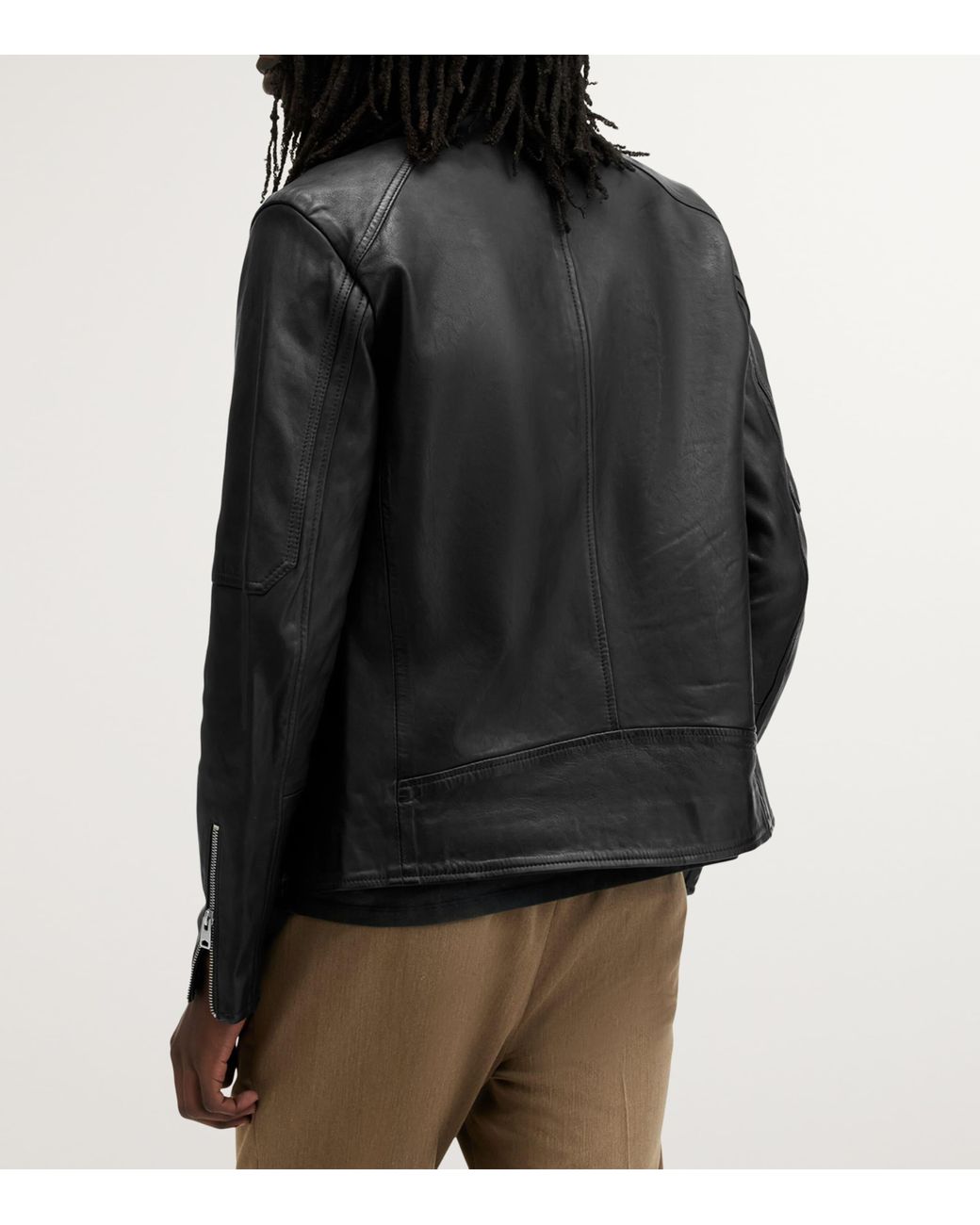 AllSaints Cora leather moto jacket in black