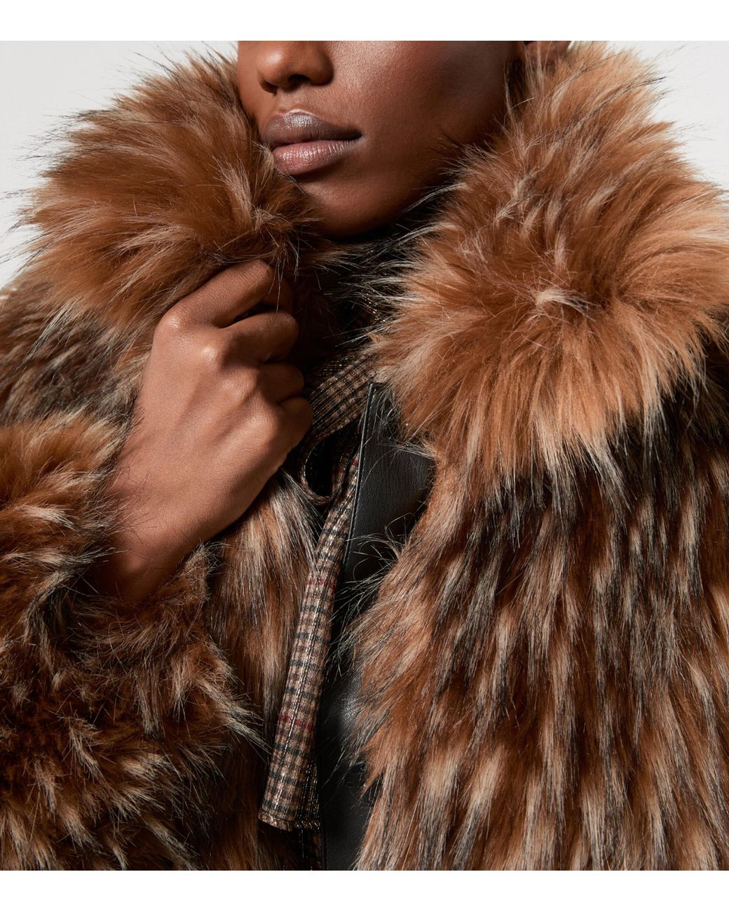 Marina Rinaldi Brown Faux Fur Belted Coat