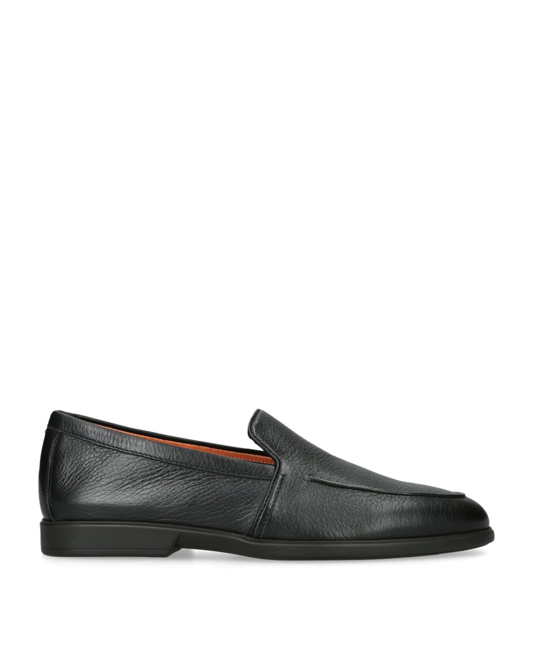 Santoni Black Leather Malibu Loafers
