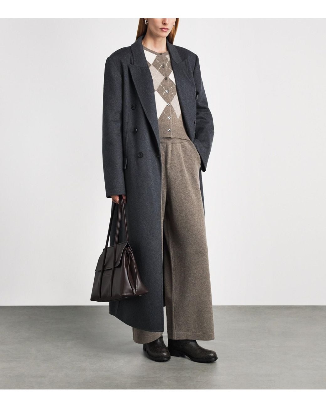 Johnstons Gray Cashmere-Blend Coll Knitted Trousers