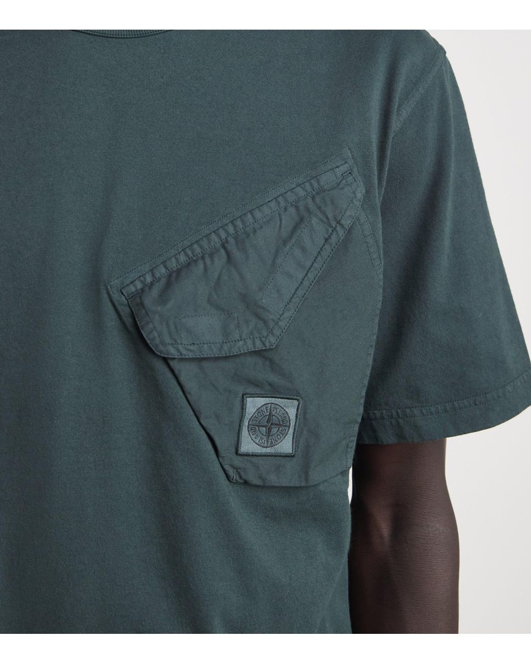 Stone Island Green Cotton Compass Pocket T-Shirt for men
