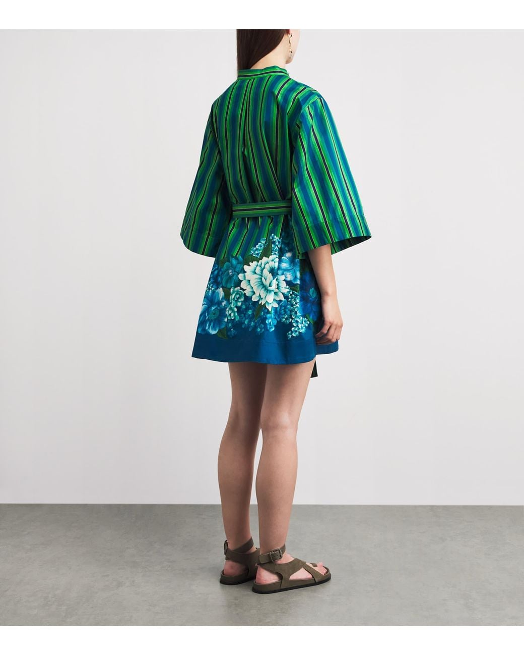 ALÉMAIS Green Organic Cotton Margo Mini Shirt Dress