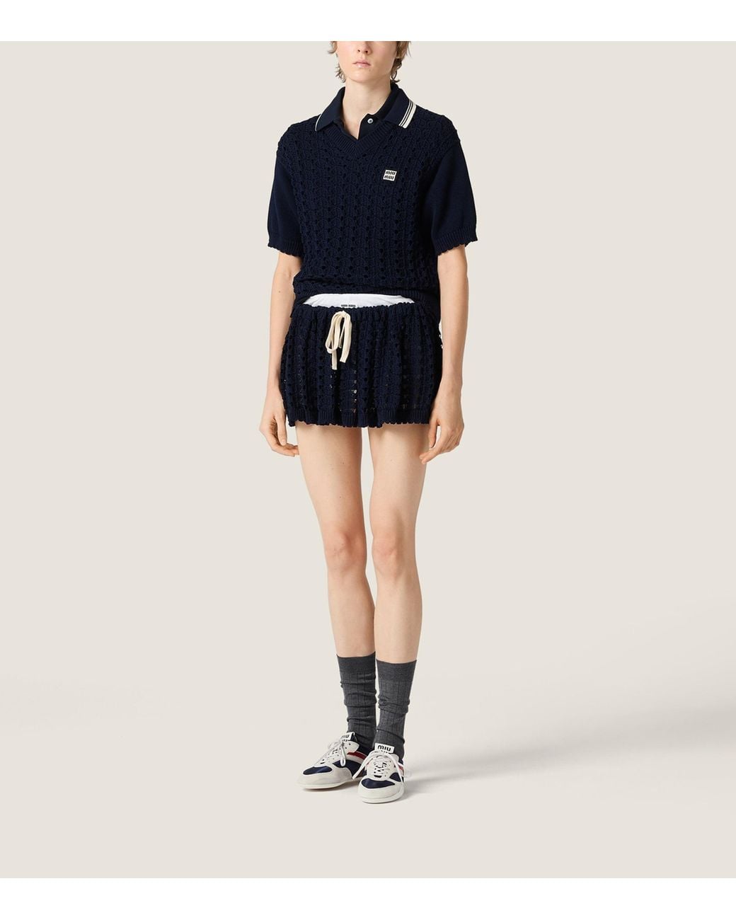 Miu Miu Blue Cotton Polo Sweater