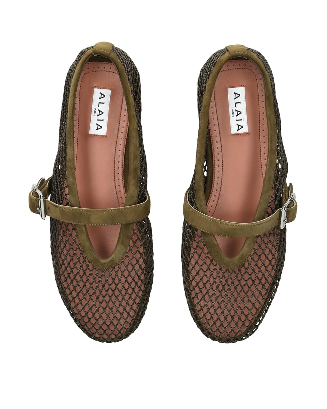 Alaïa Green Suede Mesh Ballet Flats