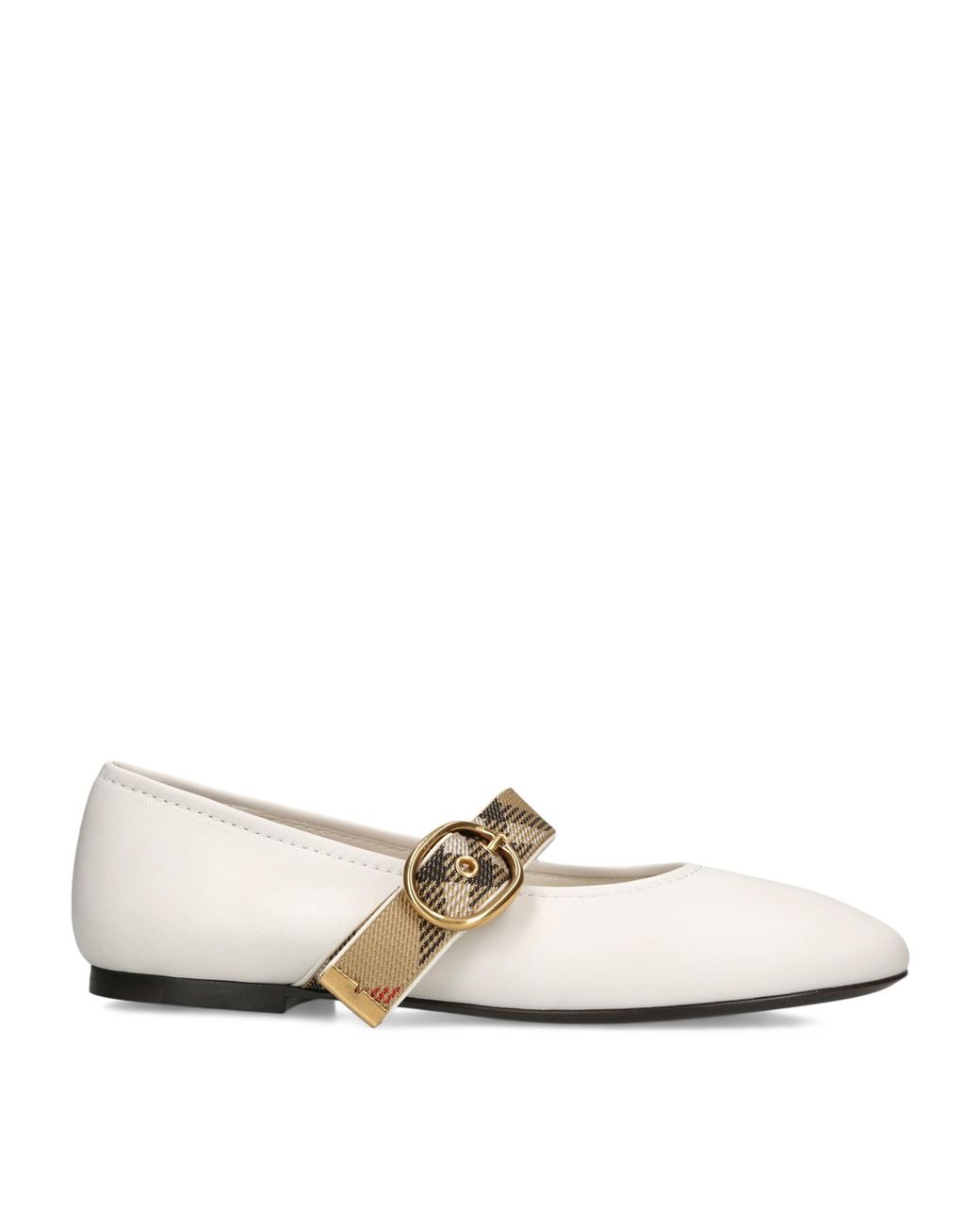 Burberry White Leather Robin Ballet Flats