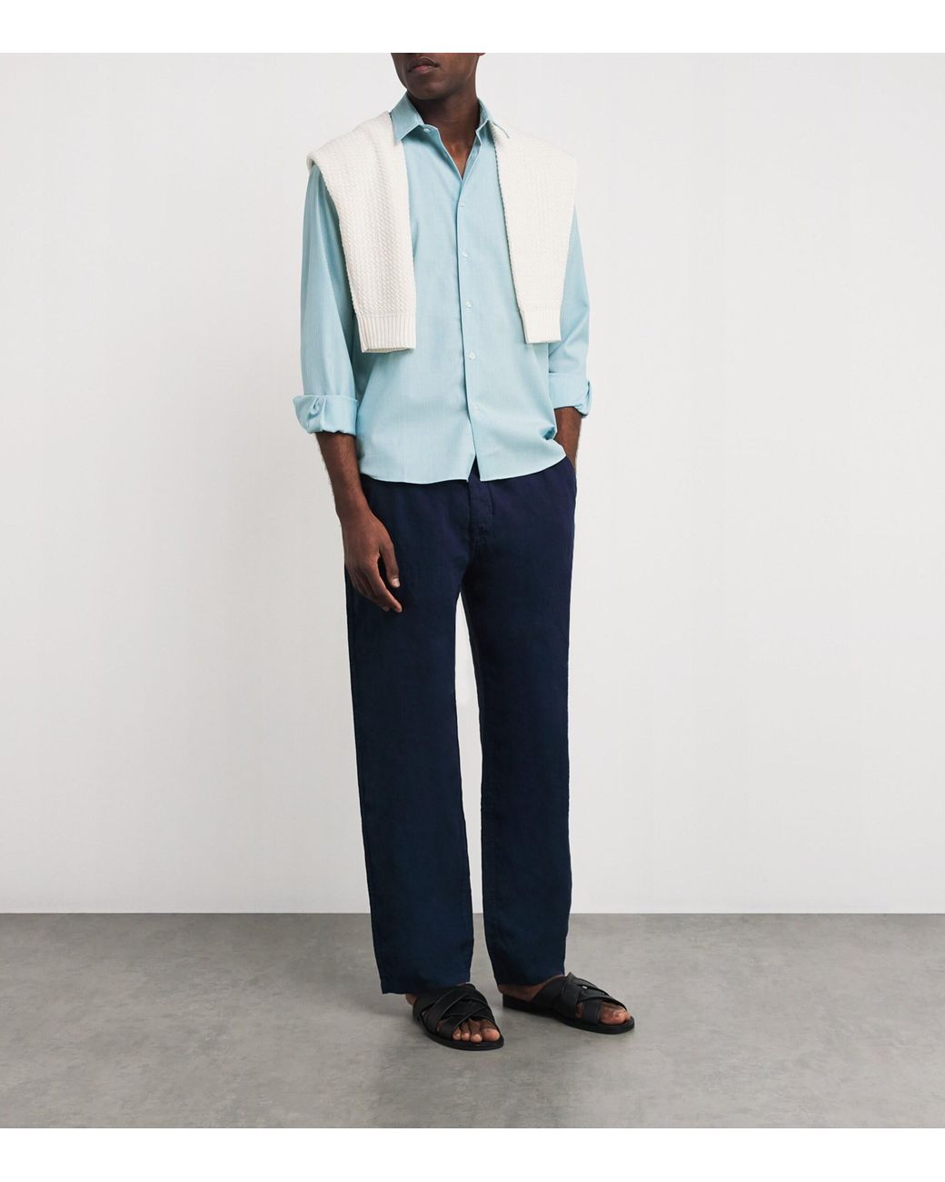Vilebrequin Blue Wool-Blend Stripe Rayures Shirt for men